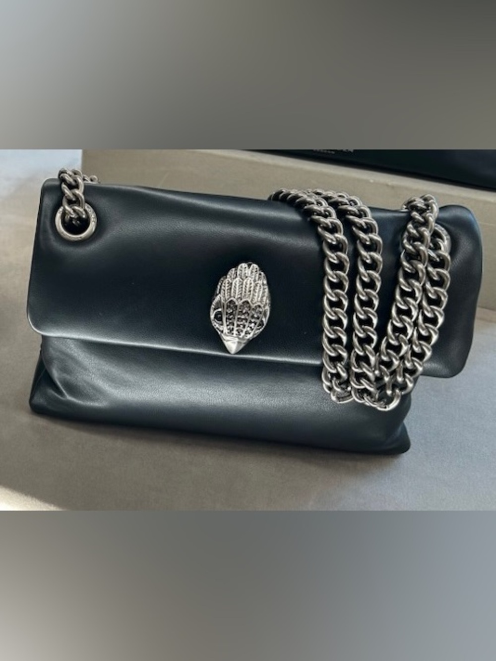New! Kurt Geiger KEW Mini Leather Bag black on silver